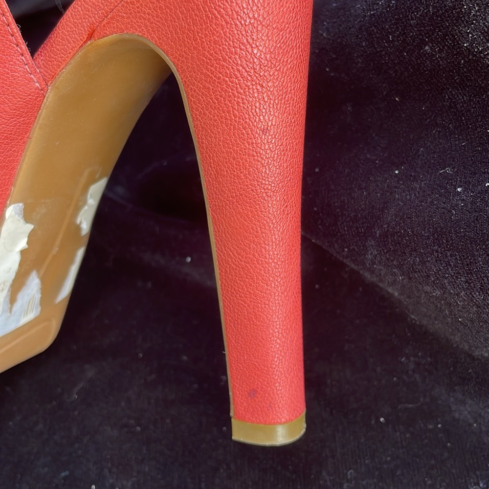 NINE WEST LEATHER PEACH PEEP TOE HIGH HEEL SANDALS - 8 - NEW ! 🍑🧡🔥 - Picture 8 of 13